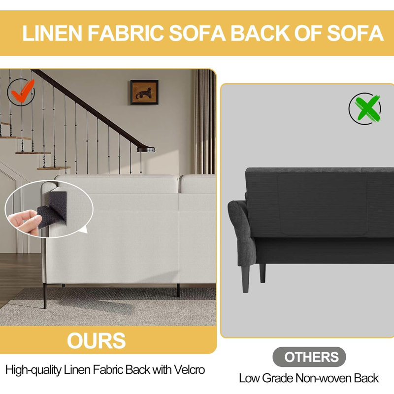 80 Inch Sofa Couch With Extra Deep Seats, 3 Seater Sofa For Living Room, Modern Couch And Sofa, Comfy Armrests And Seats And Backrests, Easy Installation