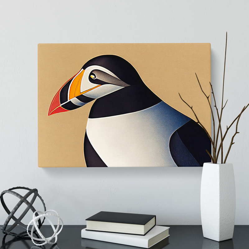 Breathtaking Puffin Bird - Wrapped Canvas, 40cm H x 60cm W x 3cm D
