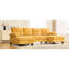 Canapé jaune en forme de U avec double méridienne, poches de rangement pratiques et coussins d'accoudoirs confortables pour les siestes de l'après-midi-1175494899