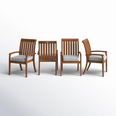 Kinsler Solid Wood Slat Back Stacking Arm Chair in Eucalyptus