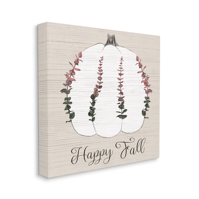Joyeux automne ombre eucalyptus, récolte de citrouilles, Toile tendue, H 17 po x l 17 po