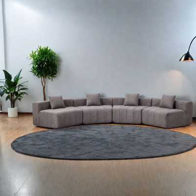 Elegant Curved Modular Sofas Chenille Fabric For Modern Living Spaces