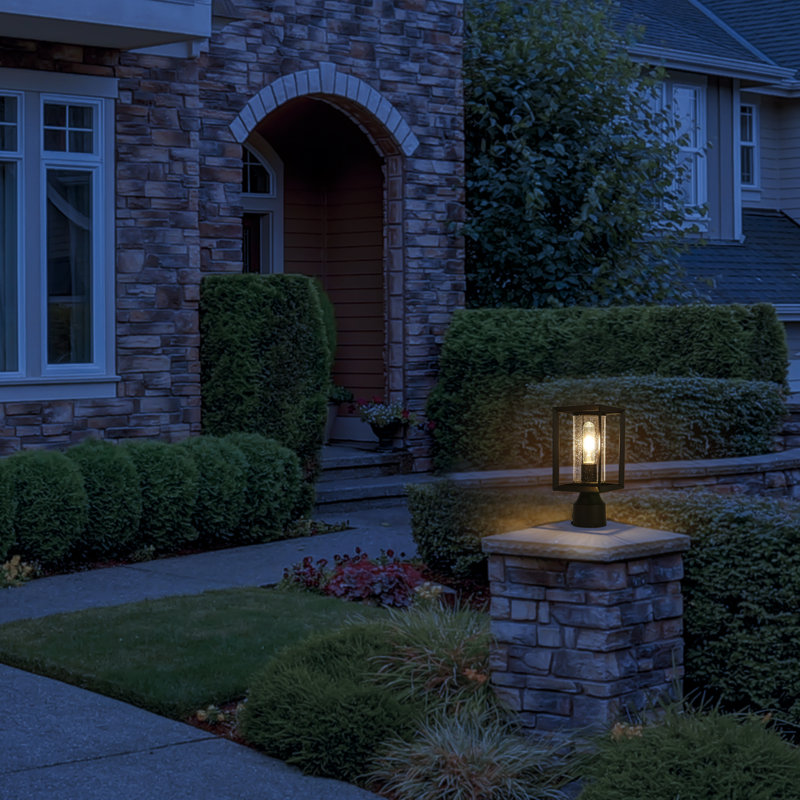 1-Light Modern Lantern Head Seeded Pier Mount Light