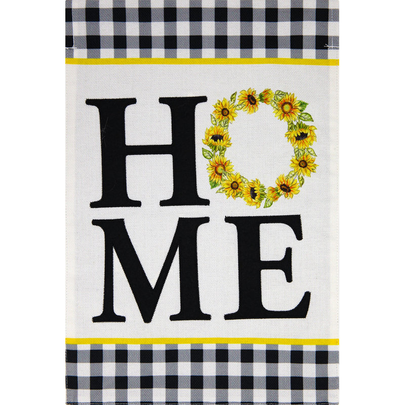 Sunflower Wreath Burlap House Flag