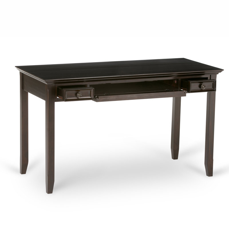 Amherst 54"W Solid Wood Computer Desk with Keyboard Tray and Drawers, Hickory Brown