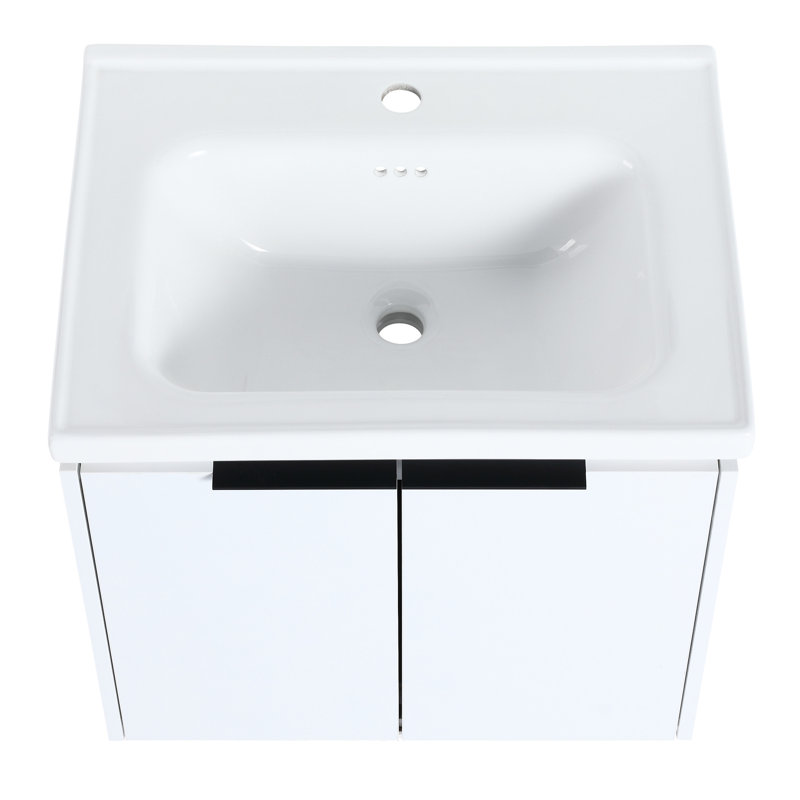 Meuble-lavabo de salle de bain moderne 60 pouces avec étagère de style contemporain