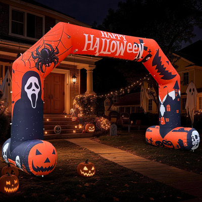 20Ft Halloween Inflatable Arch Decoration Outdoor Inflatable Archway Blow up Inflatable Decorations for Halloween Party Advertising Commerce Community Event