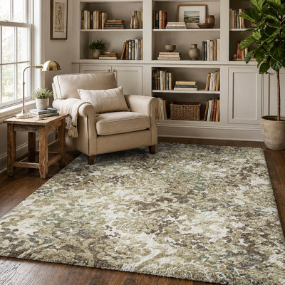 Tapis Dream Shag ADS755 de qualité supérieure, lavable à la machine et à motif floral