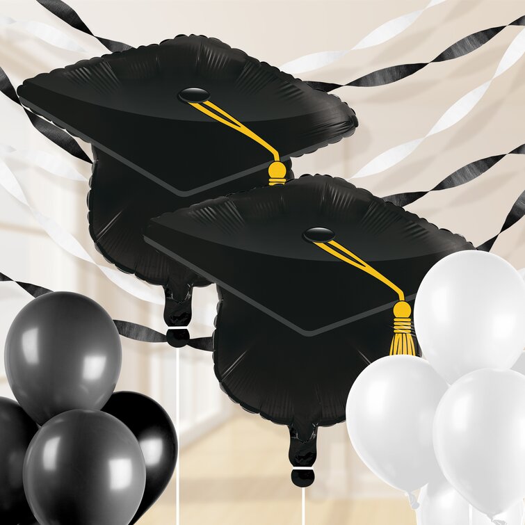 Black and Silver Graduation Party Decoration Set