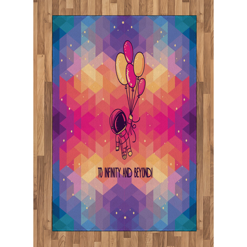 Astronaut High Density Long Fiber Poly Threads Decorative Area Rug Carpet, Rectangle 4' x 5'8"