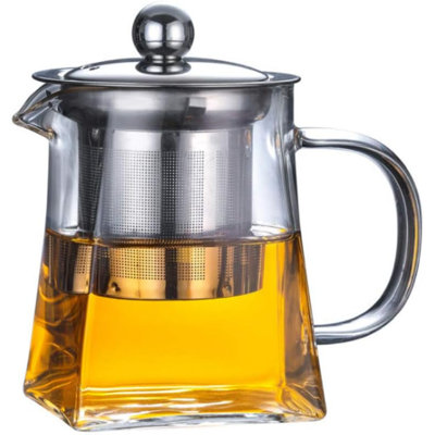 Kitchen Teapot with Infuser for Loose Tea Glass Teapot 12 fl oz (350 ml) Tea Brewer Borosilicate Tea Pot Coffee Pot Glass Kettle for Blooming Teas