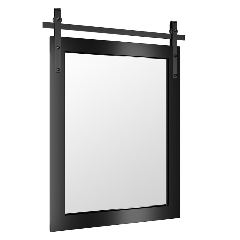 Farmhouse Rectangle Framed Wall Bathroom Vanity Mirror Accent Mirror, Black, 30" x 22"