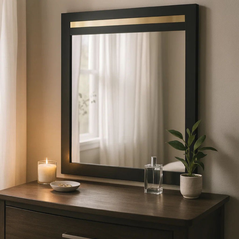 Miroir pour commode Yoki, Noir et or