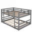 Lit superposé double au-dessus de double pour deux personnes dans la chambre à coucher, structure en bois massif gris doux pour économiser de l'espace