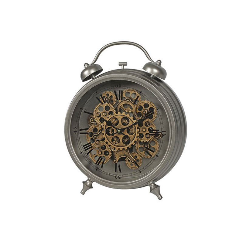 Brooks Roman Numeral Metal Electric Tabletop Clock, Silver