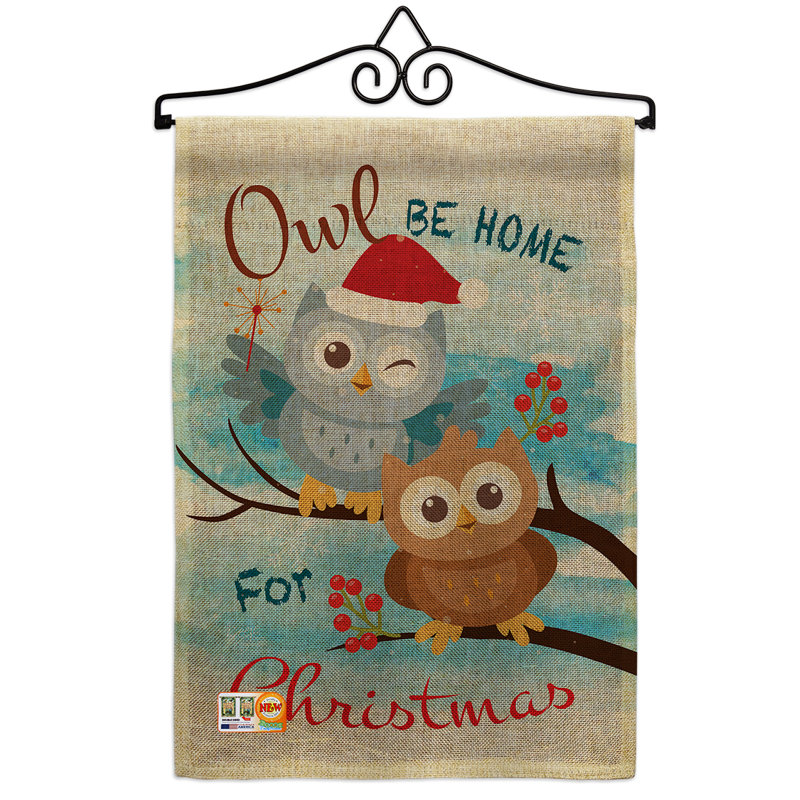 Drapeau de jardin 19 x 13 po Mnatsagan Owl Xmas Winter Christmas Impressions