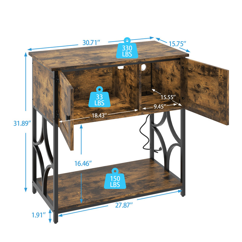 Support d'aquarium de 20 à 29 gallons, capacité de 330 lb, prises de courant et armoire de rangement, brun, brun rustique