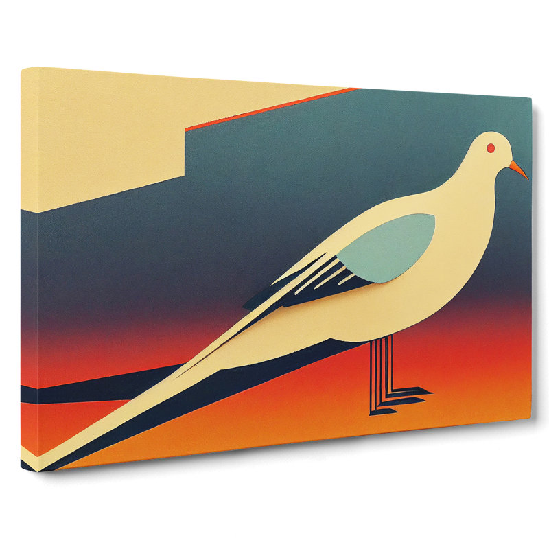 Dove Bird Art Deco Style Abstract - Wrapped Canvas, 50cm H x 76cm W x 3cm D