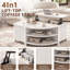 Table basse à plateau relevable cannelé avec rangement et prise de courant 35,4 po Tonicia-1751529347