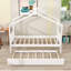 Lit en bois en forme de maison avec toit suspendu et lit gigogne simple-1348937018-1348937020