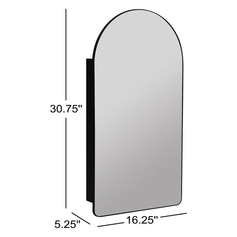 Eaton Arched Medicine Cabinet, Recess Mount, Black