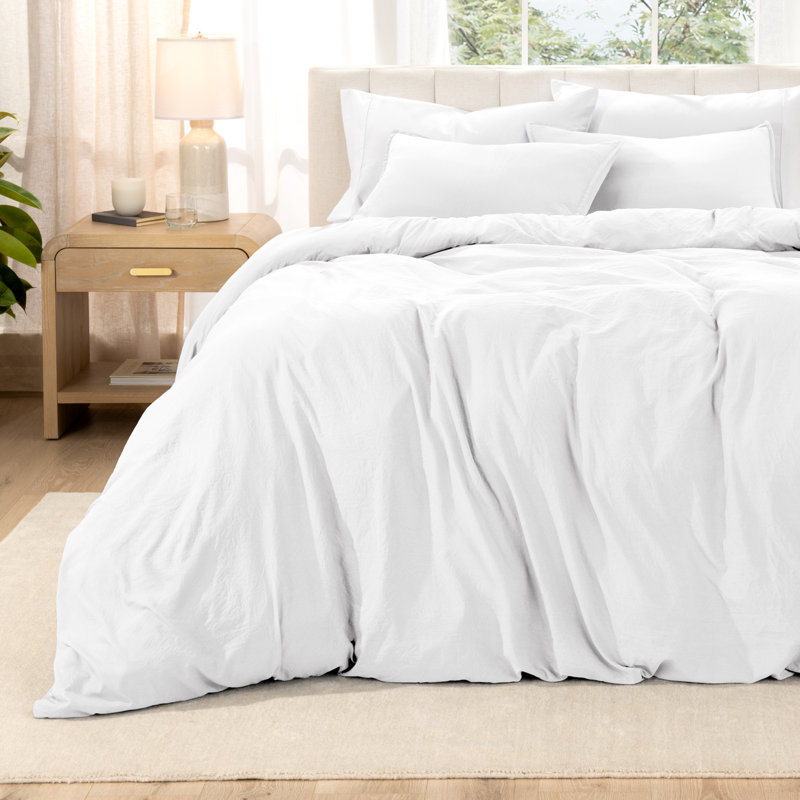 Sandwashed Duvet Cover Set, White, Super King