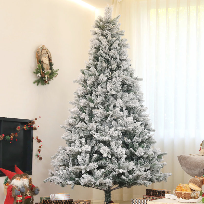 Arbre de Noël 7,5 pi avec 500 lumières, enneigé, 1530 pointes, arbre à neige