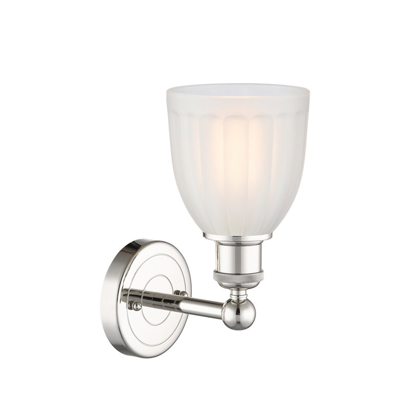 Caroleen Armed Sconce, White, Polished Nickel