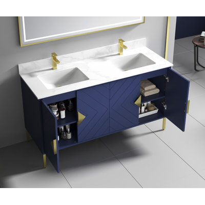 60'' Double Bathroom Vanity with Acrylic Top