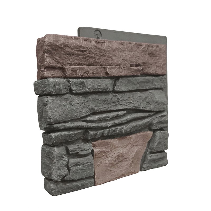 12.5" x 12" Stone Wall Paneling in Charcoal/Red
