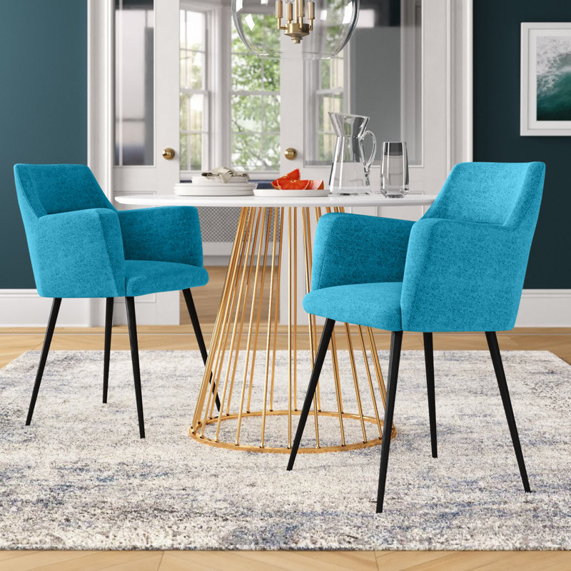 Chaise de salle à manger rembourrée Cedeno, Bleu sarcelle
