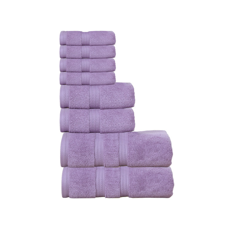Elegance Essentials 550GSM 100% Cotton Zero Twist Bath Towel Set(2 Bath, 2 Hand Towel & 4 Washcloth), Purple