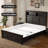 Farmhouse King Size Wood Platform Bed, Storage Headboard and Footboard Bed with Roman Column Accents-1764923315-1764923318