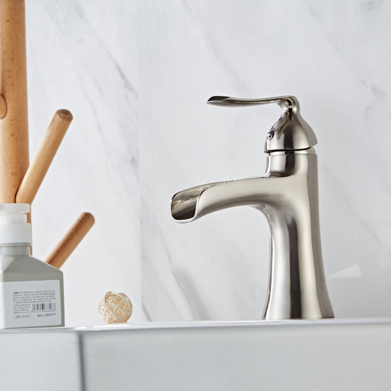 Single-Hole Single-handle Bathroom Faucet with Drain Assembly, Brushed Nickel