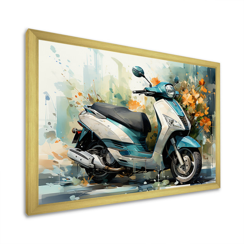 Scooter Business Class - impression d'art mural Scooter, H 24 po x l 32 po x P 1 po, Cadre doré à une seule photo