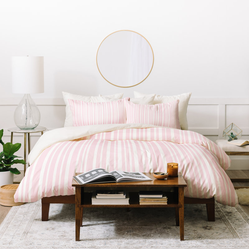 Modern & Contemporary Polyester Striped Duvet Cover, Queen Duvet Cover + 2 Standard Shams