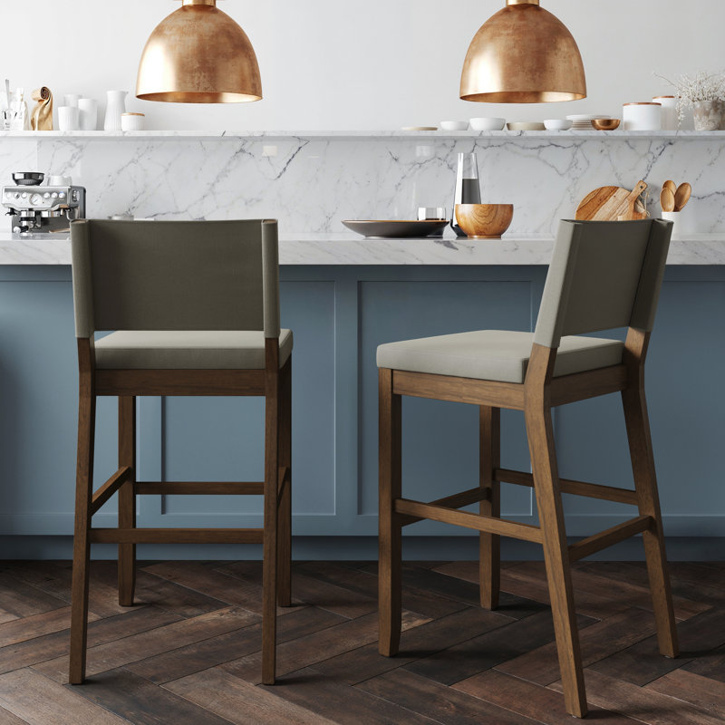 Tabouret tapissé, Gris clair naturel, Tabouret de bar (siège d'une hauteur de 29 po), 2