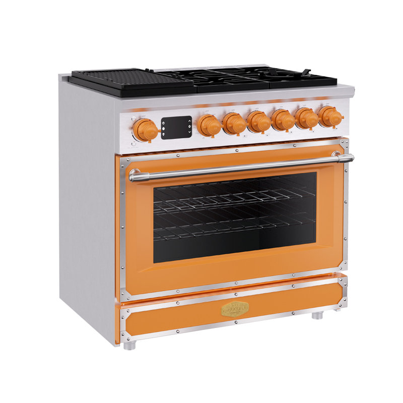 Akicon Freestanding Gas Cooktop Oven Combo, Features Sealed Burners, Rapid Convection Oven, Convertible Fuel (NG/LP), Durable Cast Iron Grating (TOSTOSA1)