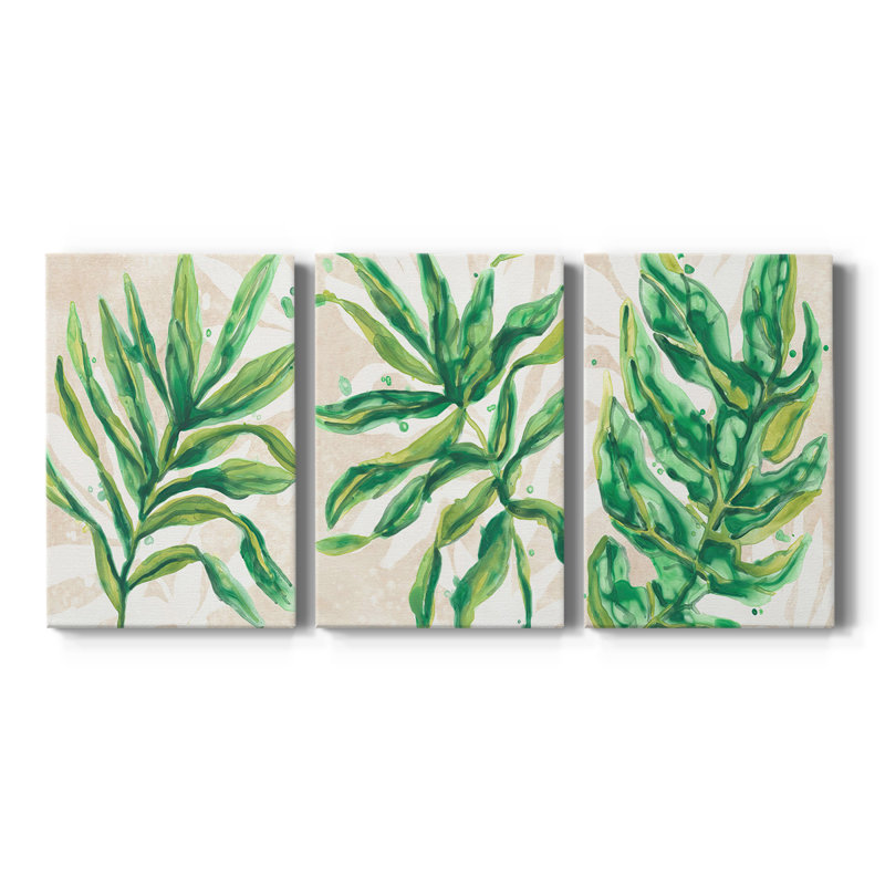 Parchment Palms I - Toile tendue avec châssis sur mesure - 3 pièces, H 60 po x l 120 po