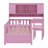 Multifunctional Wood Platform Bed With Bookshelf At The Head Of The Bed, Built-In Desk And Matching Chair-1880219000