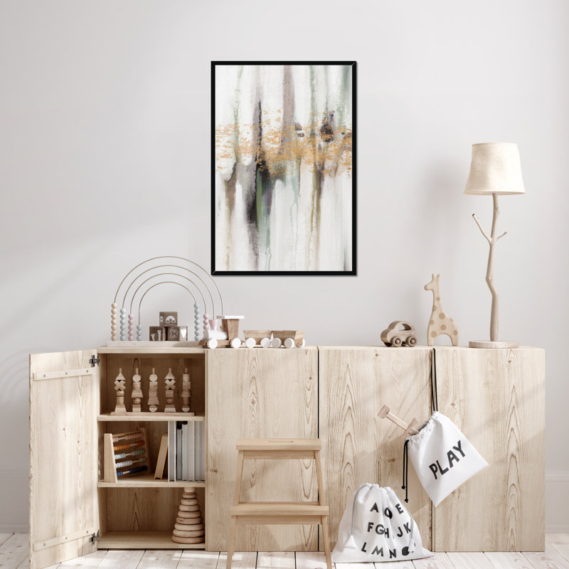 Falling Gold Leaf I by Studio W - Painting, 95cm H x 65cm W, Black Framed Paper Print