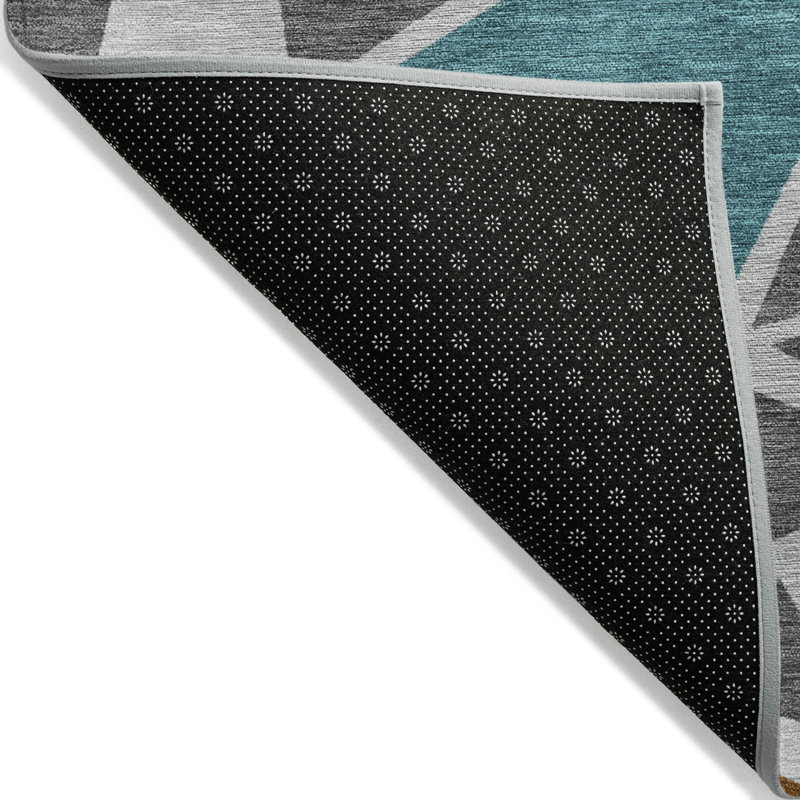 Gray Geometric Machine Washable Synthetic Area Rug 3' x 5'