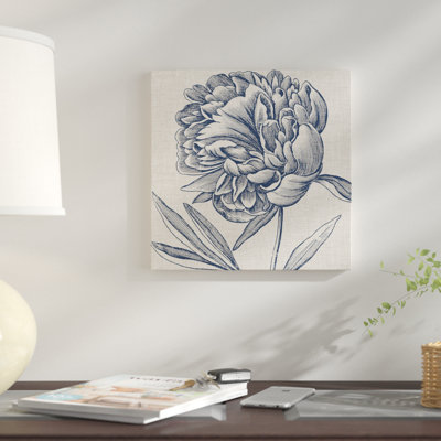 «Indigo Floral on Linen II», reproduction d'art sur toile tendue