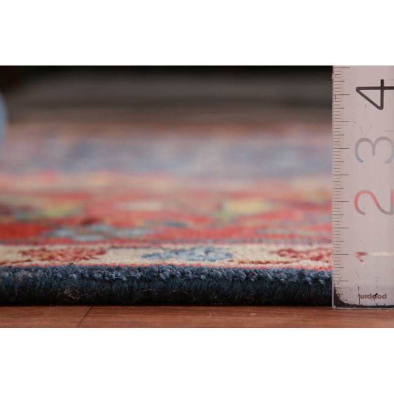 Tapis bleu et orange en laine Oushak 12 x 15