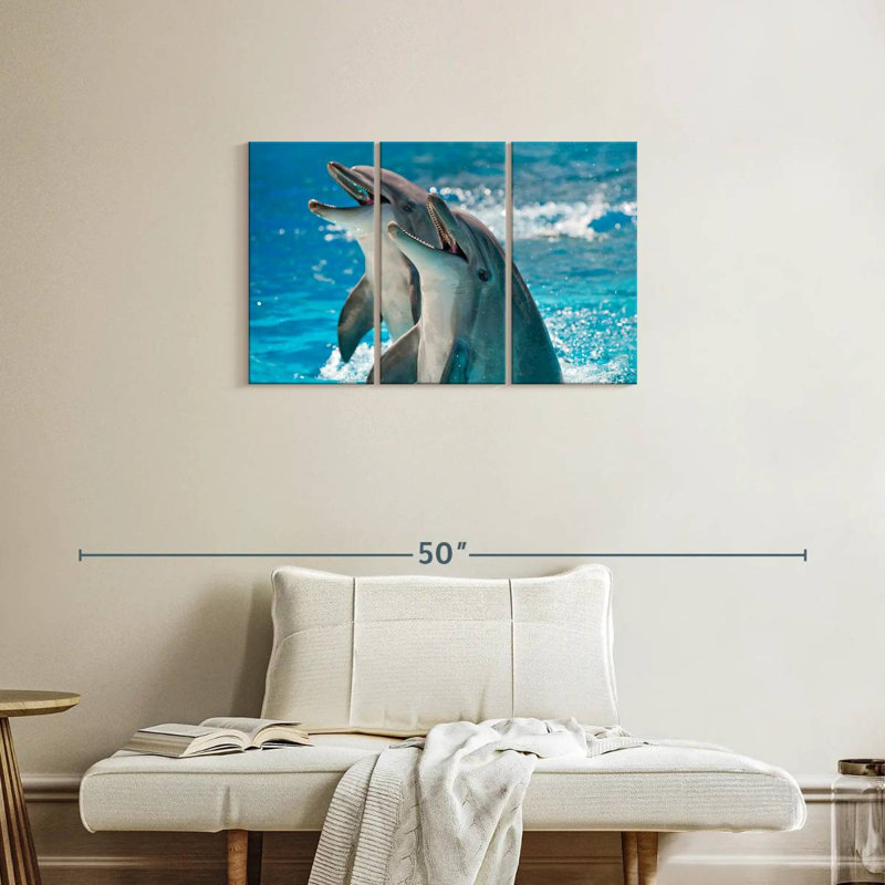 Brampt Excited Dolphins, 20" H x 33" W