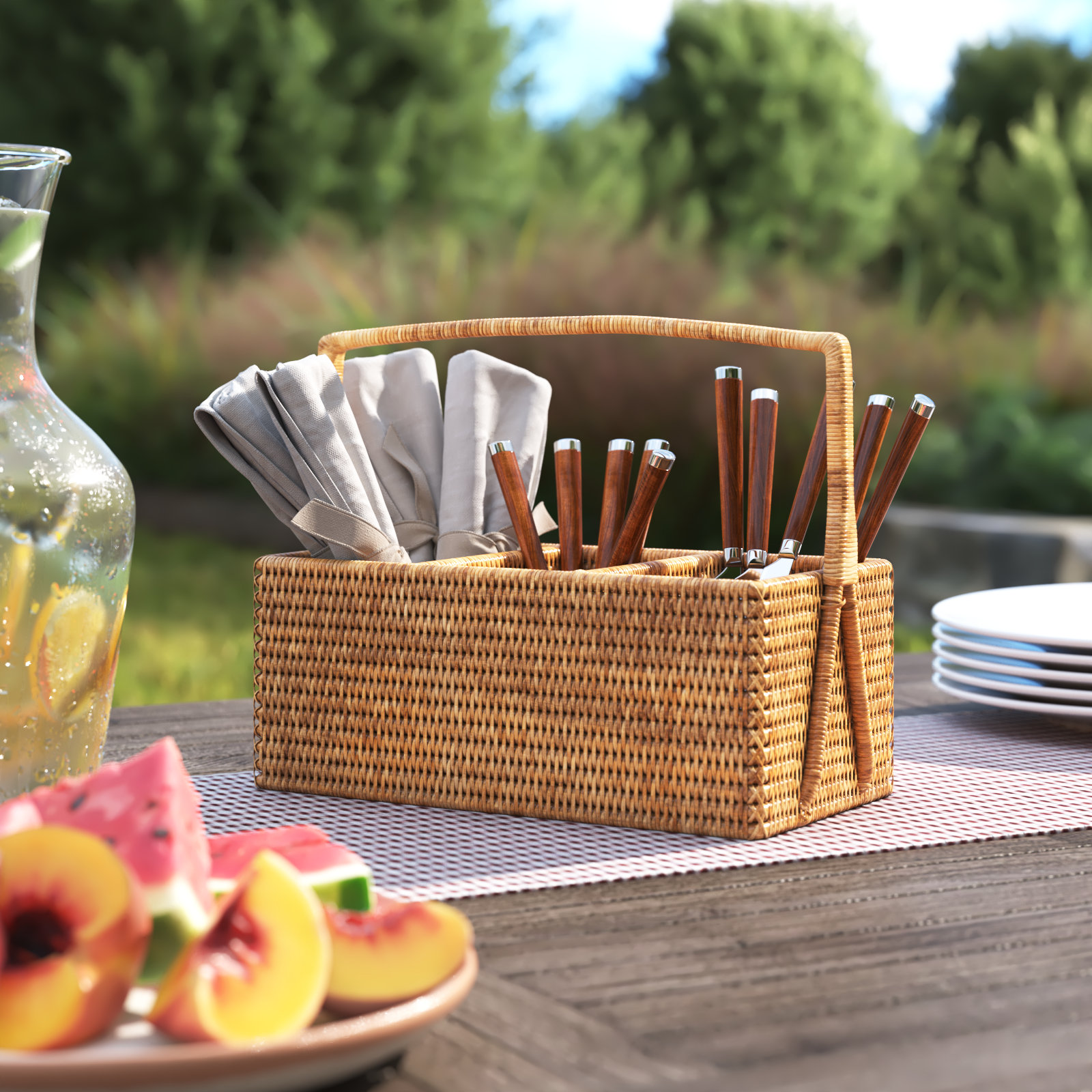 Camden Flatware Caddy, Honey Brown