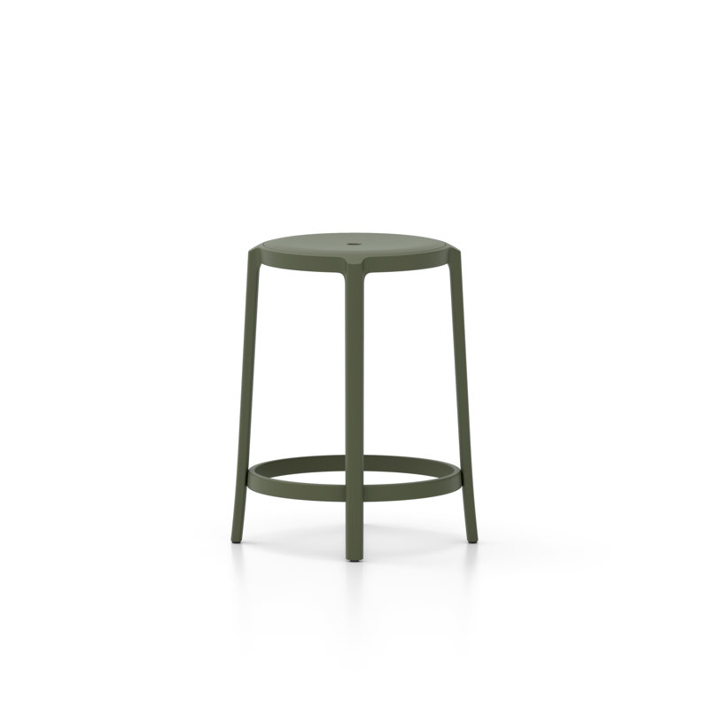 On & On Recycled Plastic Seat by Edward Barber and Jay Osgerby, Counter Stool (24.75" Seat Height), Green