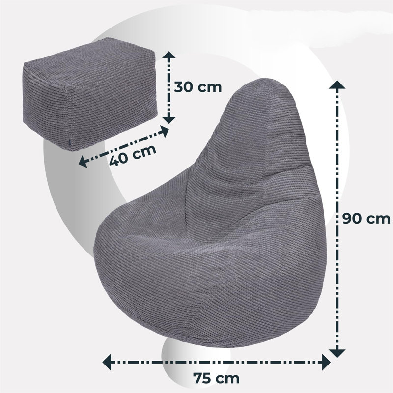 Corduroy Bean Bag Chair, Grey