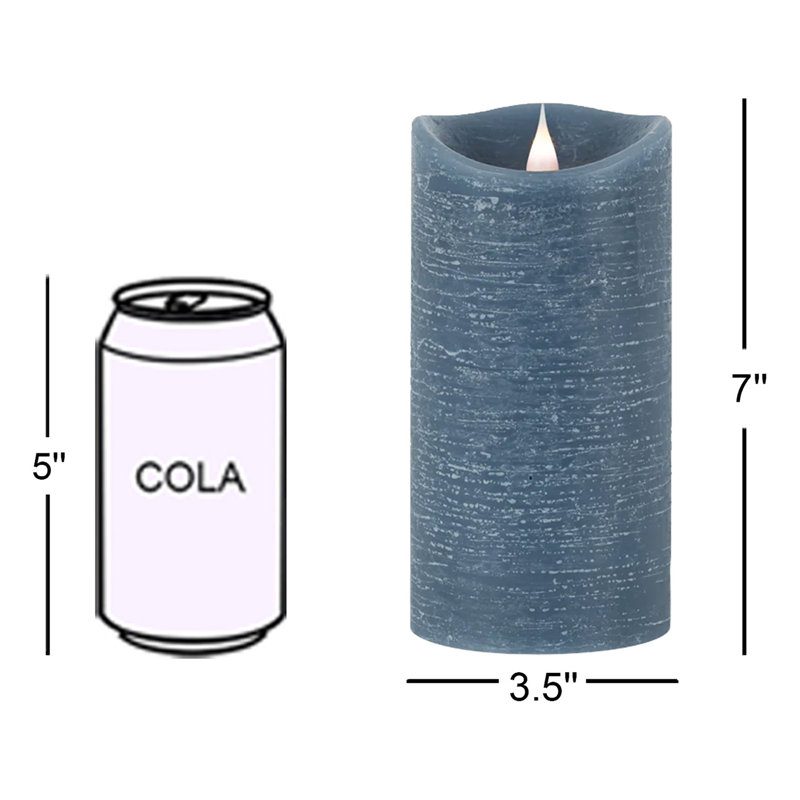 Unscented Flameless Designer;Flameless;Pillar Candle, Blue
