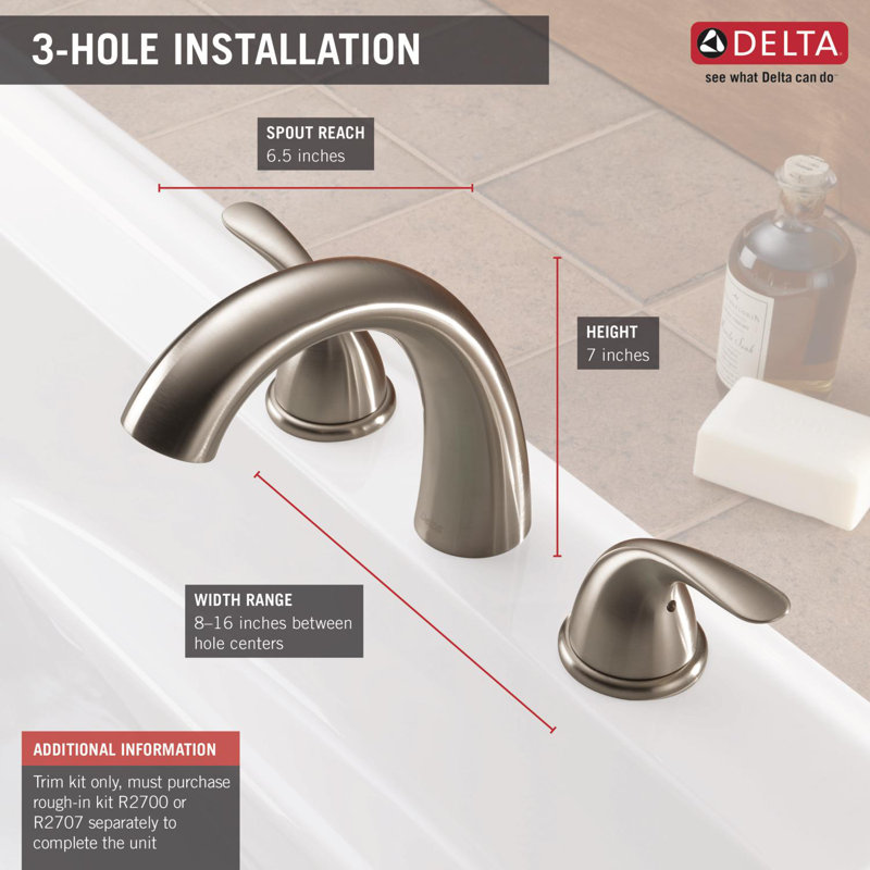 Classic Double Handle Deck Mounted Roman Tub Faucet Trim, Brilliance Stainless